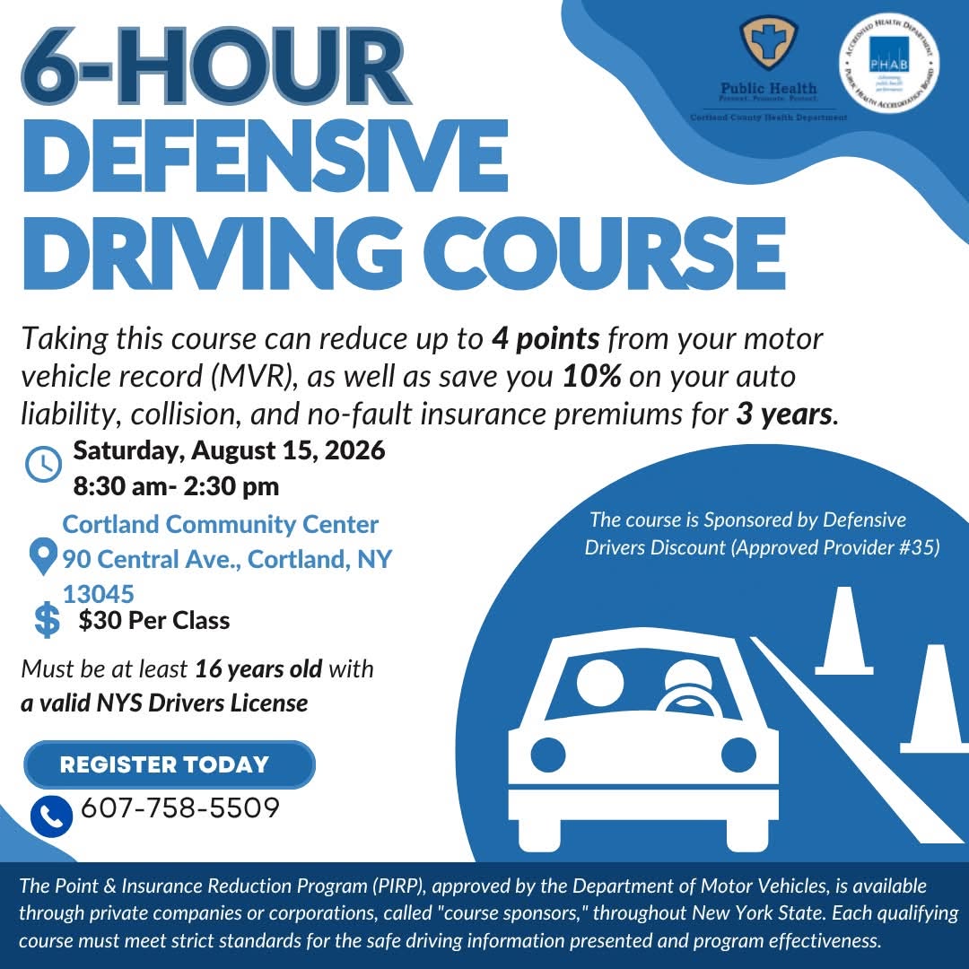 6-Hour Defensive Driving at the Cortland Community Center